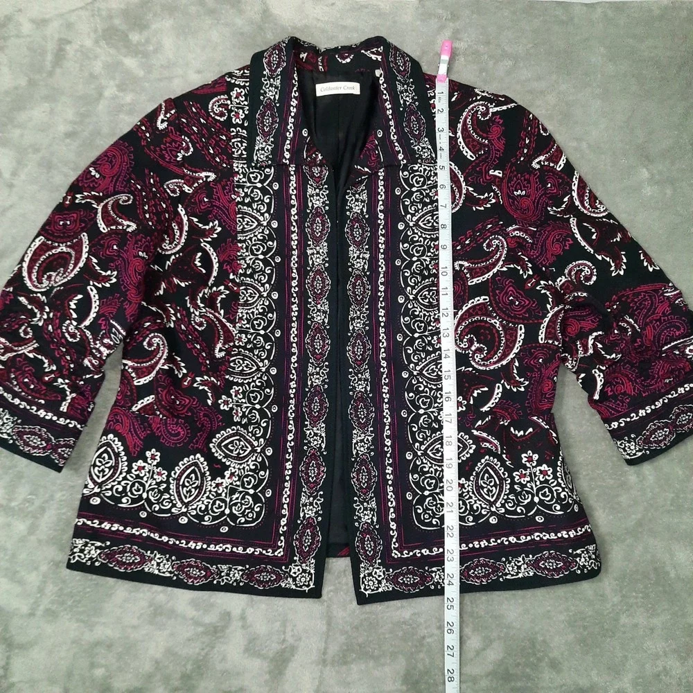 Coldwater Creek Paisley Jacket Womens 16 Blue Pink Open Front Artsy Boho‎ Career